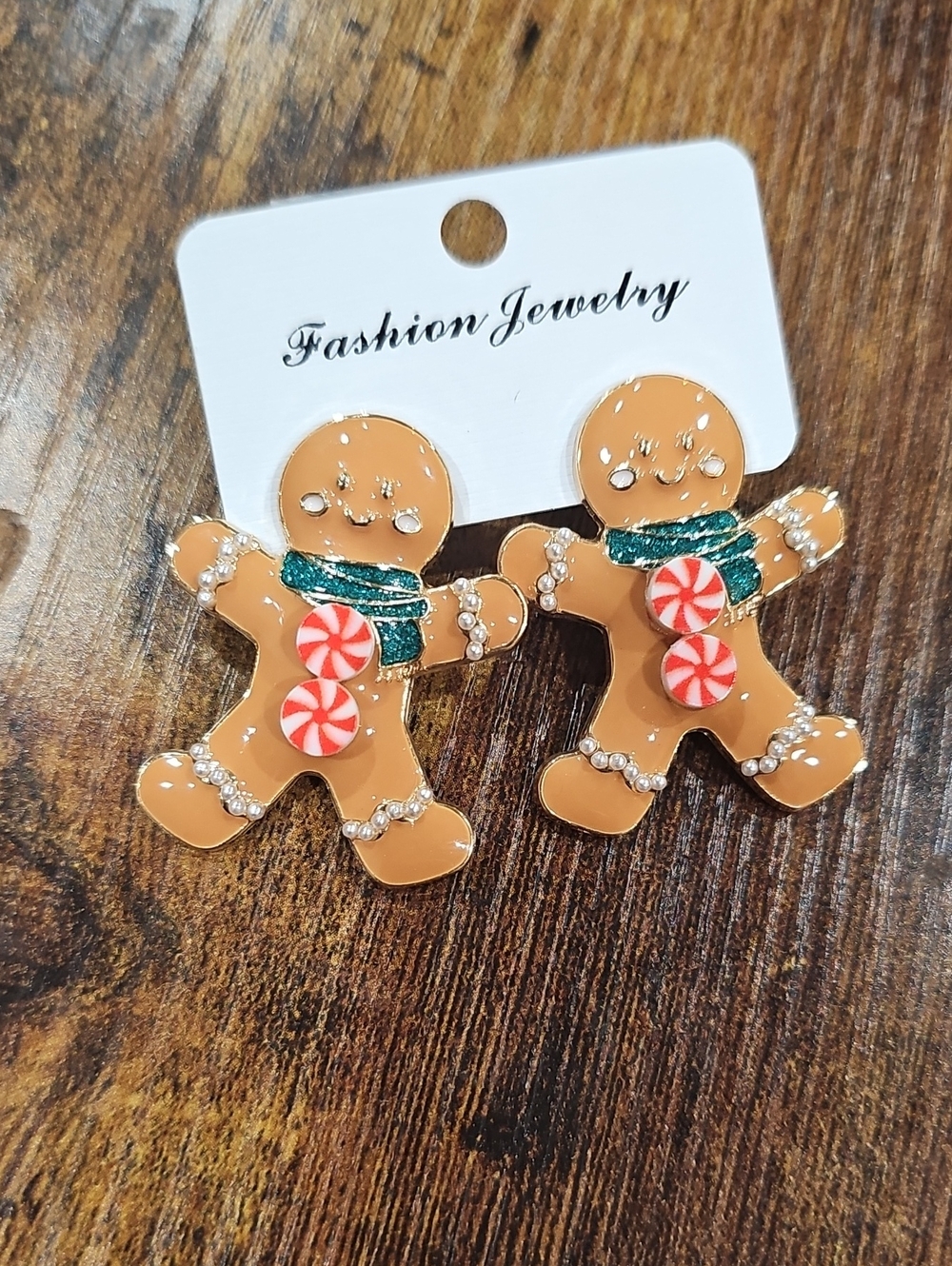 Gingerbread men earrings christmas holiday Xmas Candy Festive Metal Girly Santa